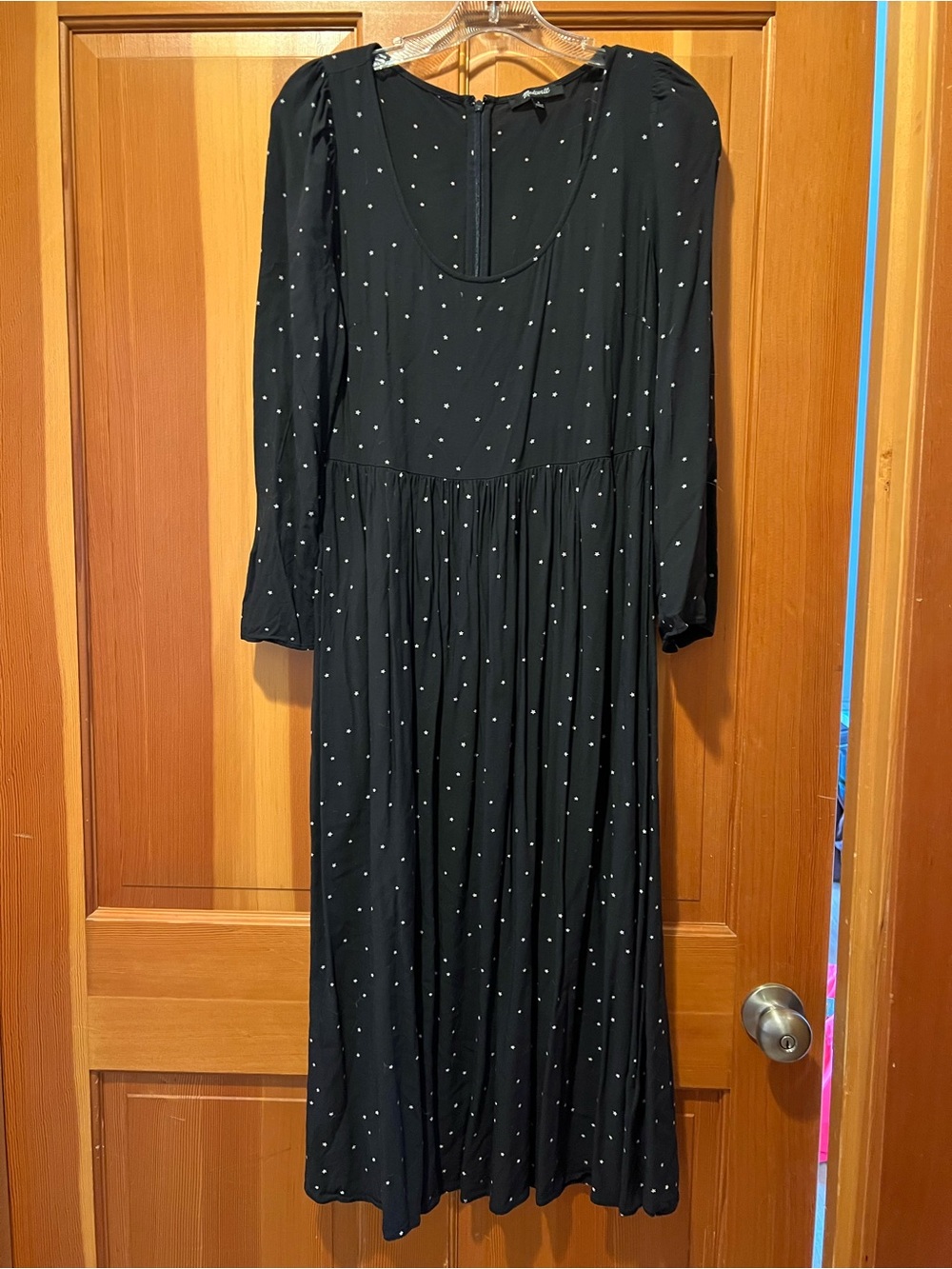 Navy Long Sleeve Star Midi Dress